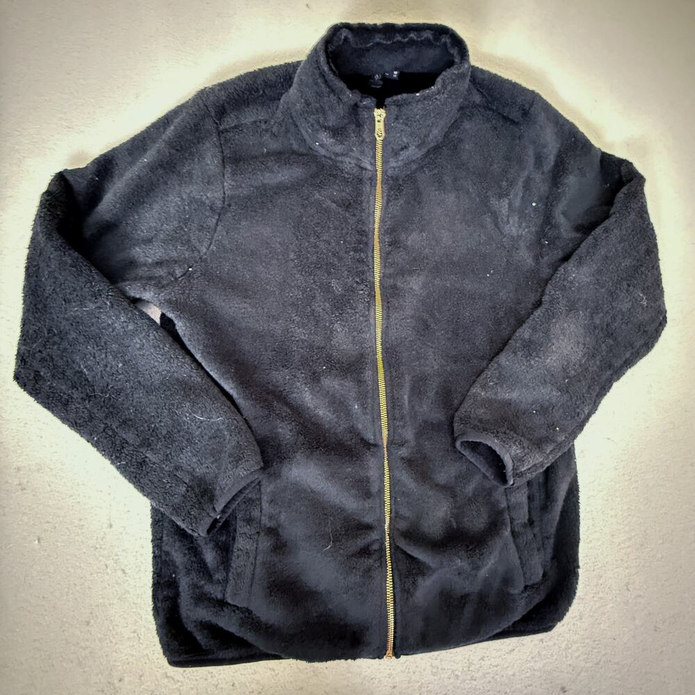 Volcom Women’s Black Faux Fur Fleece Jacket Full Zip Pockets Size M